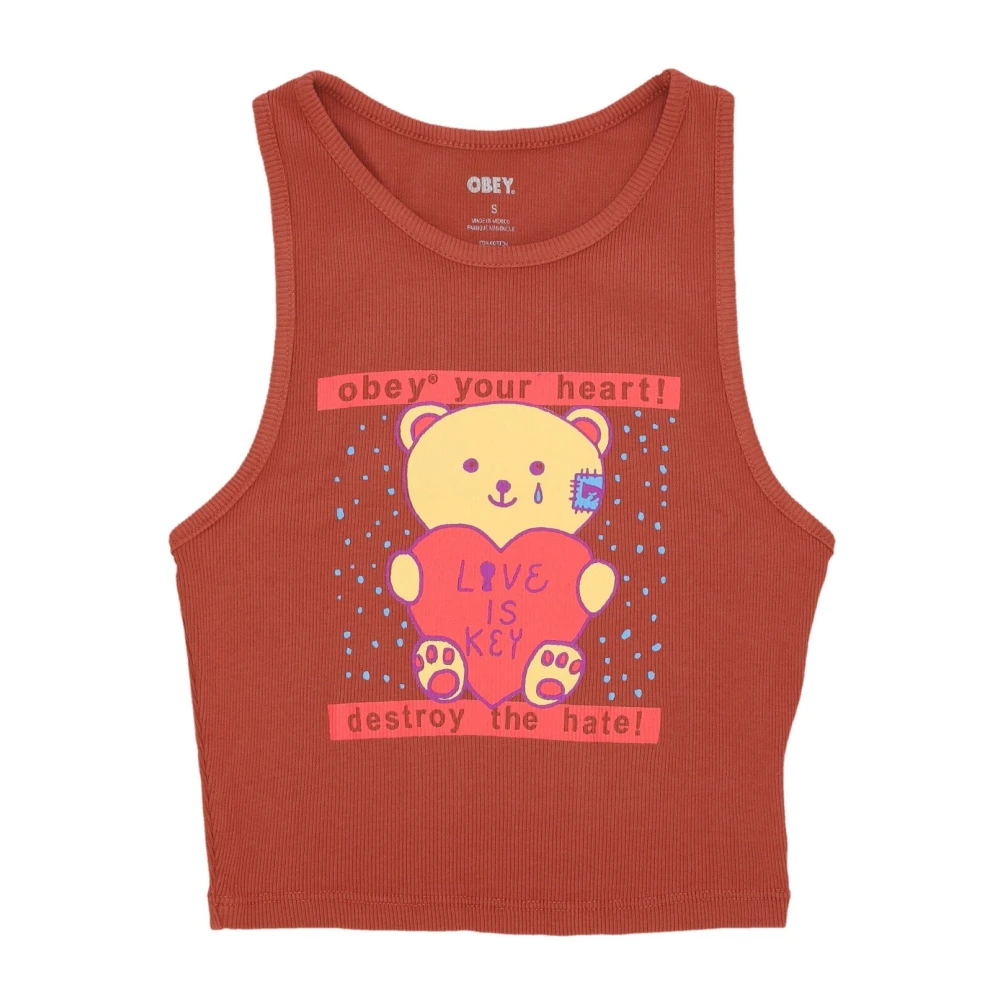 Obey Hart Rib Megan Tanks Terracotta Orange Dames
