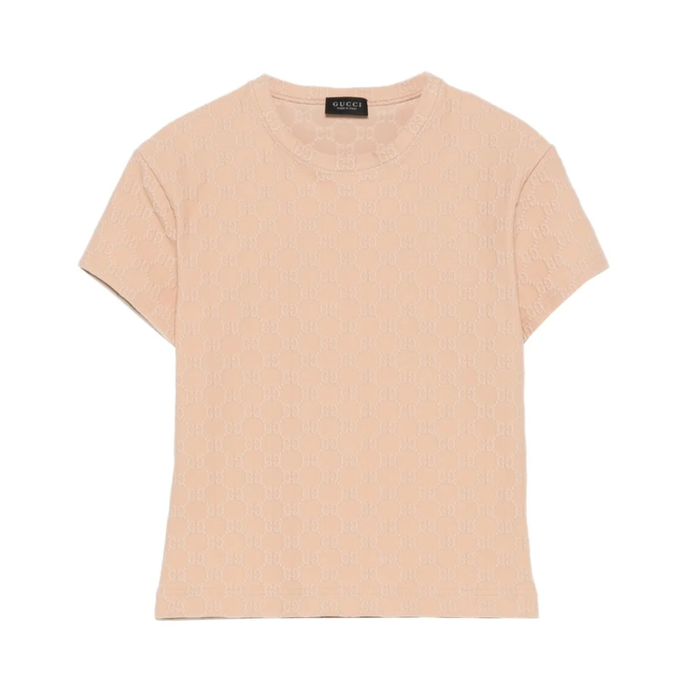 Gucci Women's Beige Gg Jersey Jacquard T-Shirt