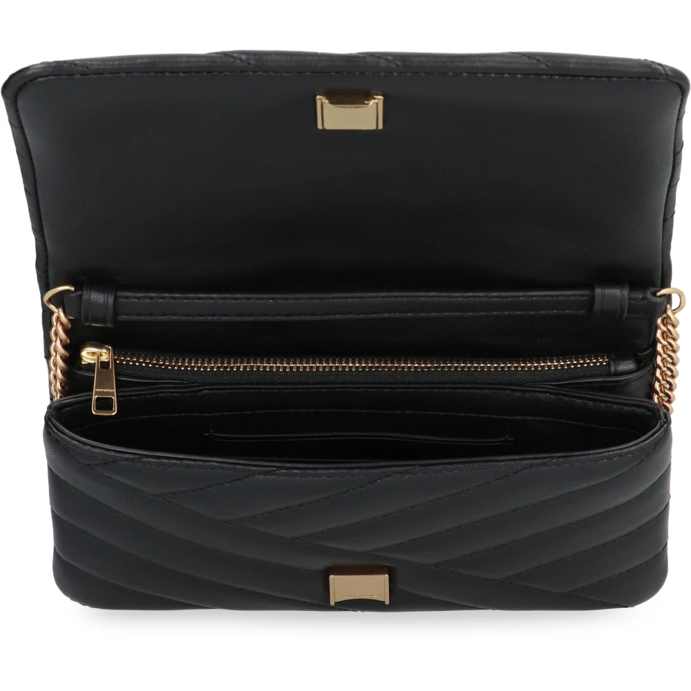 TORY BURCH Gestikt Leren Kettingportemonnee Black Dames