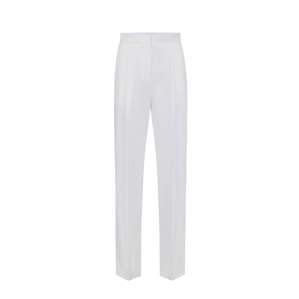 Elisabetta Franchi White Wide Trousers, Female, S, Pleated Trousers