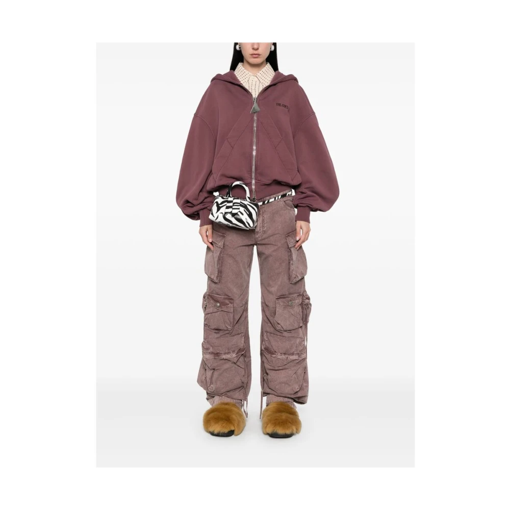 The Attico Mauve Front Zip Sweatshirt met Zakken Red Dames