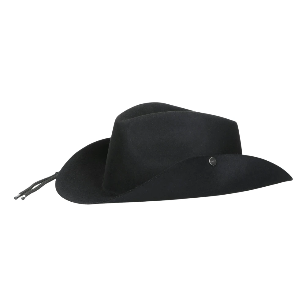 Borsalino Marengo Geborsteld Vilt Met Kinband Hoed Black Heren