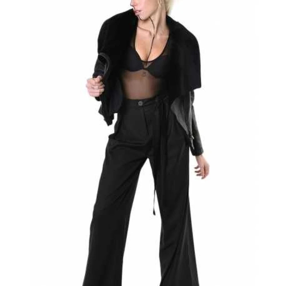 La Haine Inside Us Zwarte shearling jas met schuine rits Black Dames