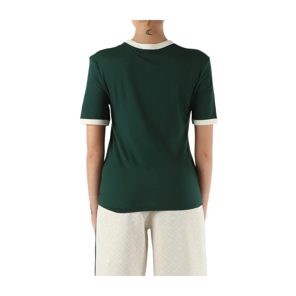 Tommy Hilfiger Velours Logo Katoenen T-shirt Green Dames