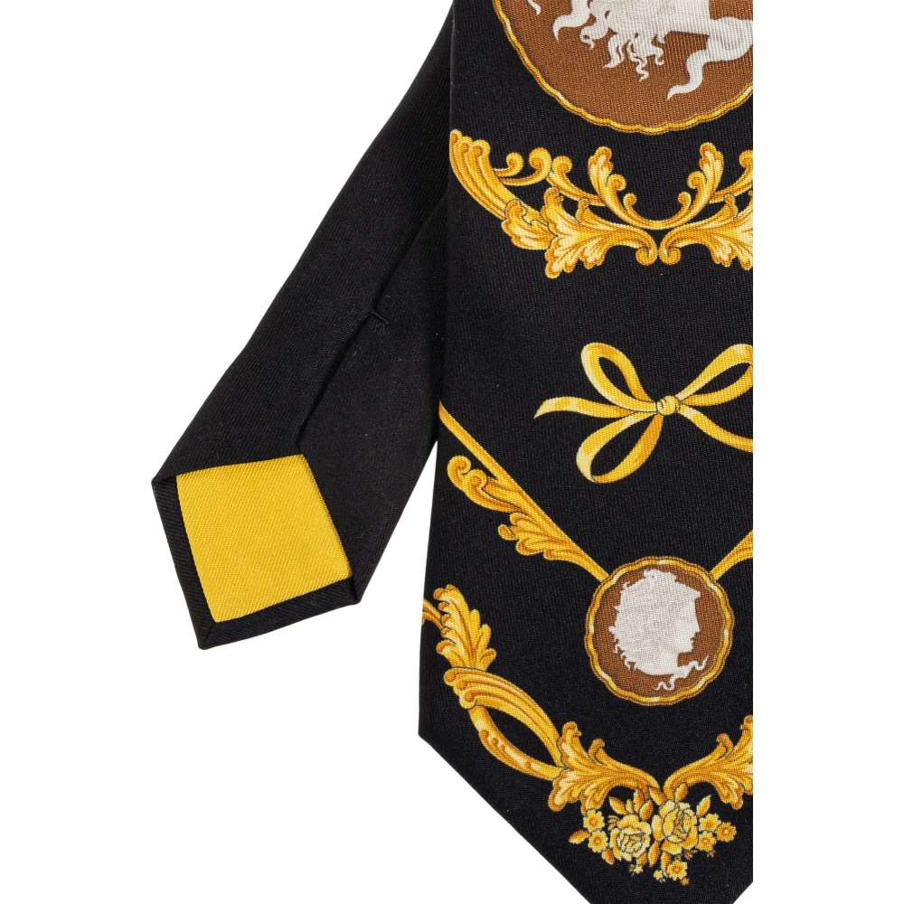 Versace Zijden stropdas met Medusa Cameo-print Black Heren