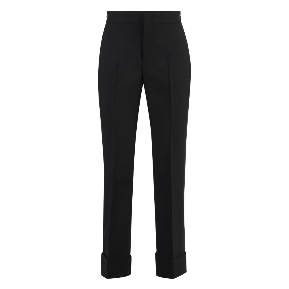 Gucci Women's Black Wool Trousers - Slim-Fit Trousers - M - Trousers
