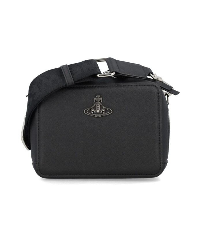 black-leather-orb-plaque-shoulder-bag