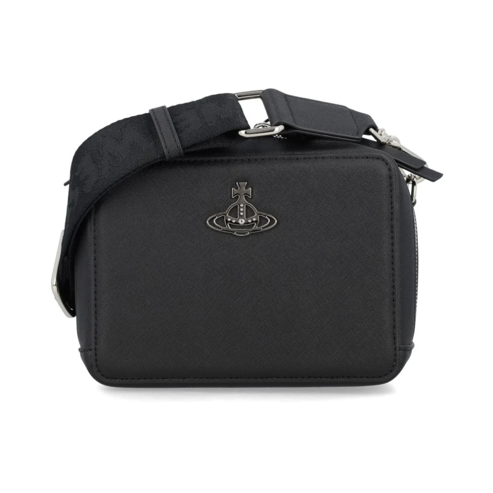 Vivienne Westwood Zwarte Leren Orb Plaque Schoudertas Black Dames