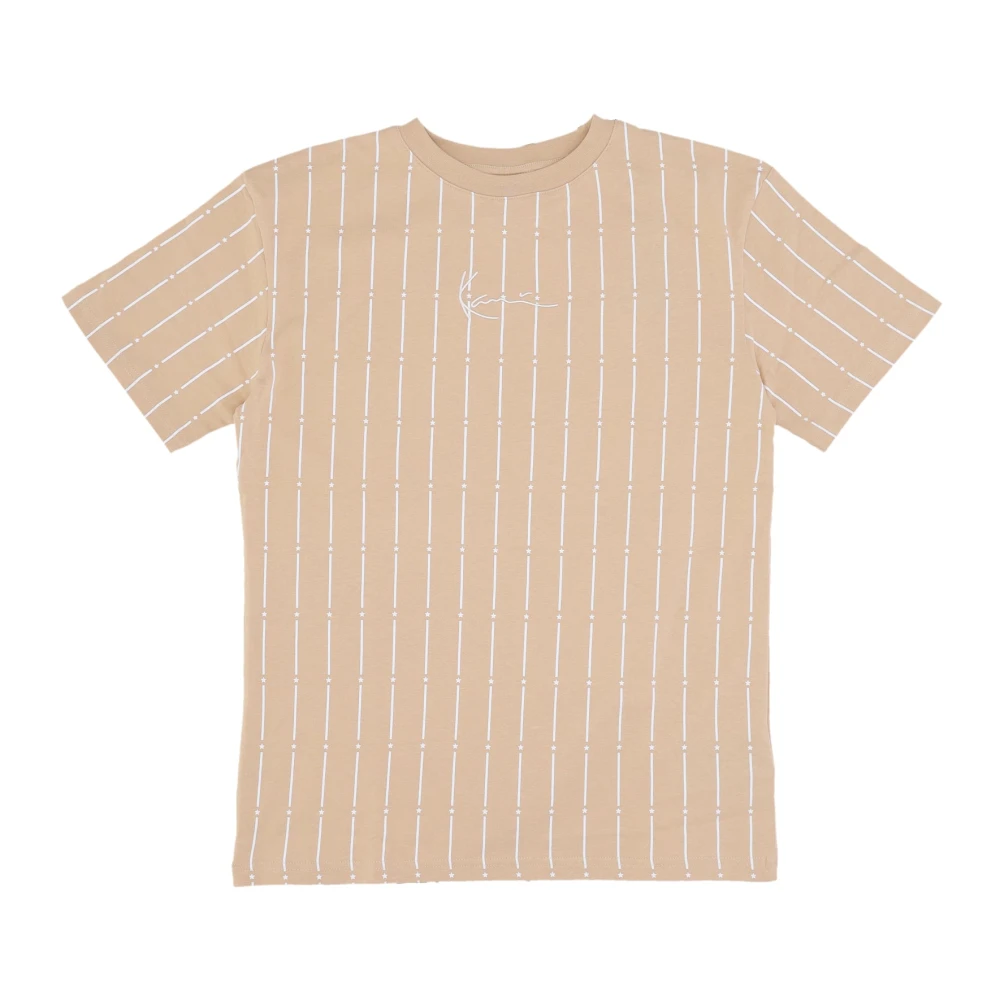 Karl Kani Handtekening Ster Pinstripe Tee Zachte pasvorm Beige Dames