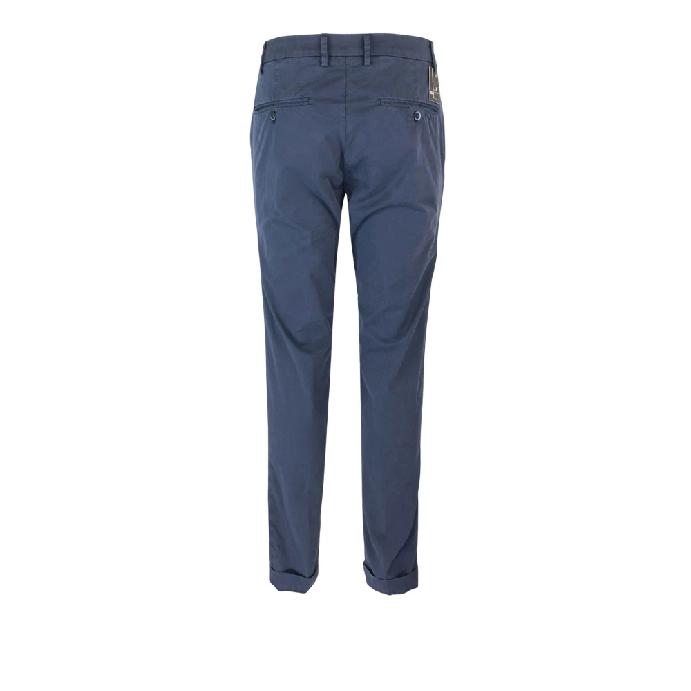 Mason's Blauwe Chino Broek Regular Fit Rits Knoopsluiting Blue Heren