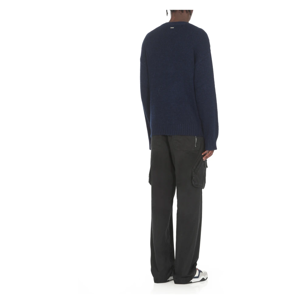 Dsquared2 Blauwe Alpaca Sweater Ronde Hals Lange Mouwen Blue Heren
