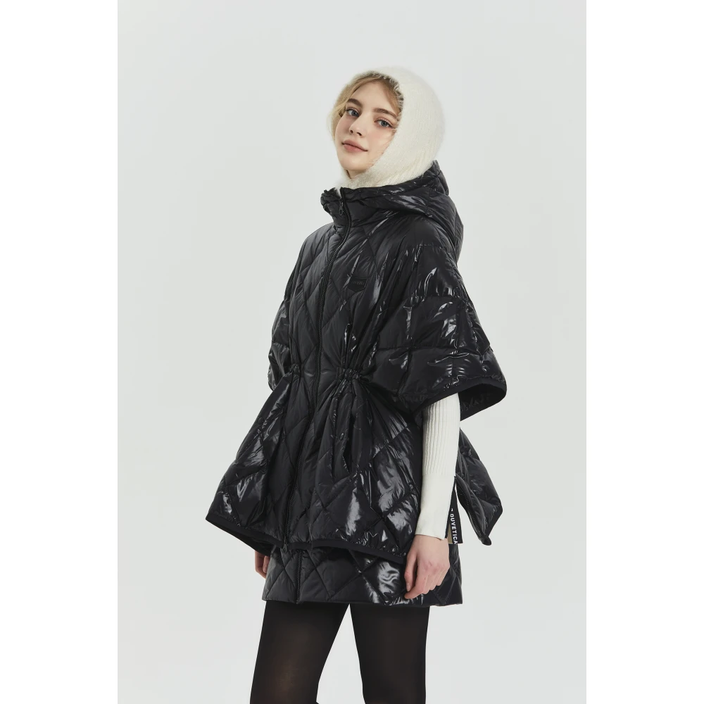duvetica Zwarte Diamond Quilted Dons Poncho Black Dames