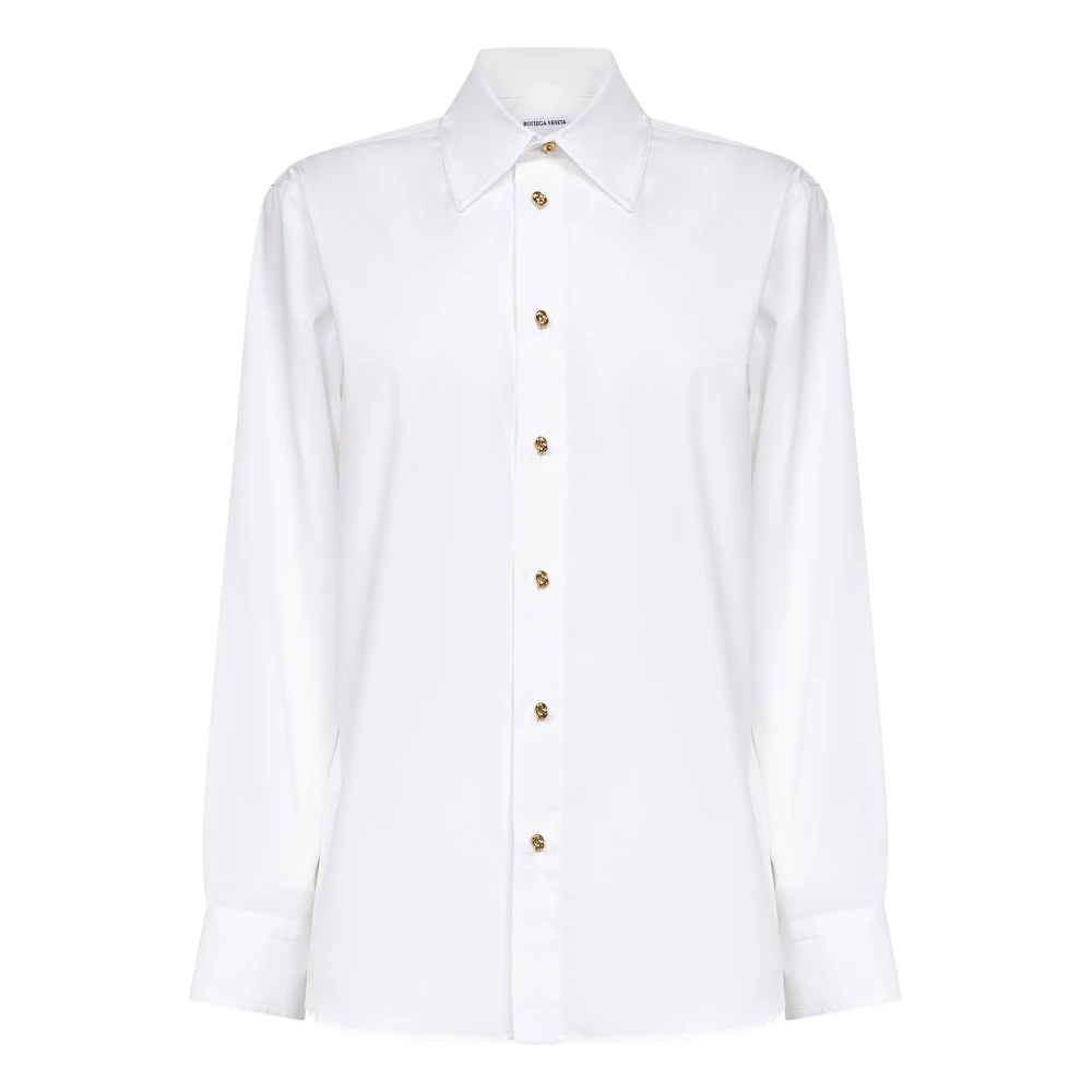 Bottega Veneta Women's White Shirts,, Cotton Shirt With Knot Buttons Small