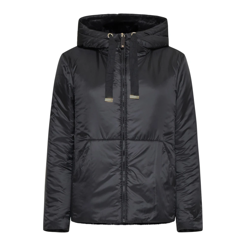 Max Mara Zwarte Flinn Jas met Nepbont Black Dames