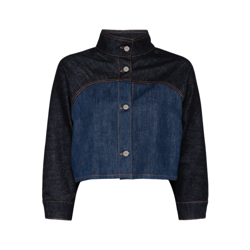 Fendi Twee-Tone Denim Jack Blue Dames