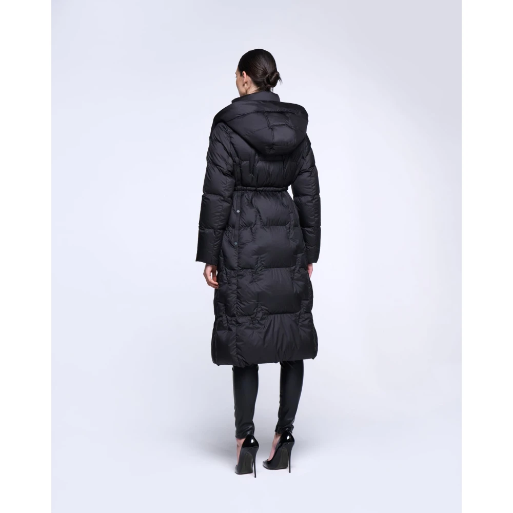 Silvian Heach Lang gewatteerd pufferjack met capuchon Black Dames