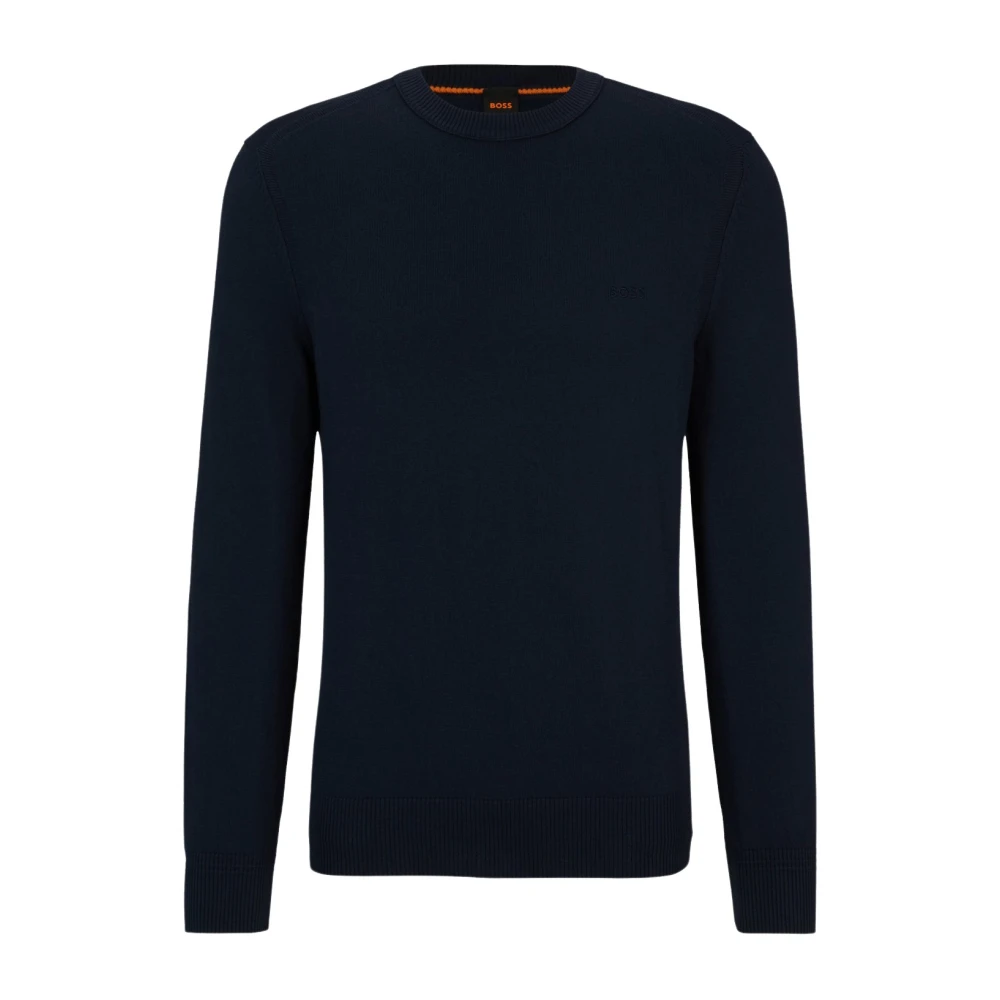Boss Blauwe Sweater Regular Fit Geborduurd Logo Blue Heren