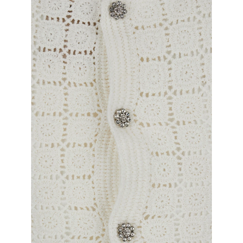 Semicouture Witte Square Neck Gebreide Top White Dames