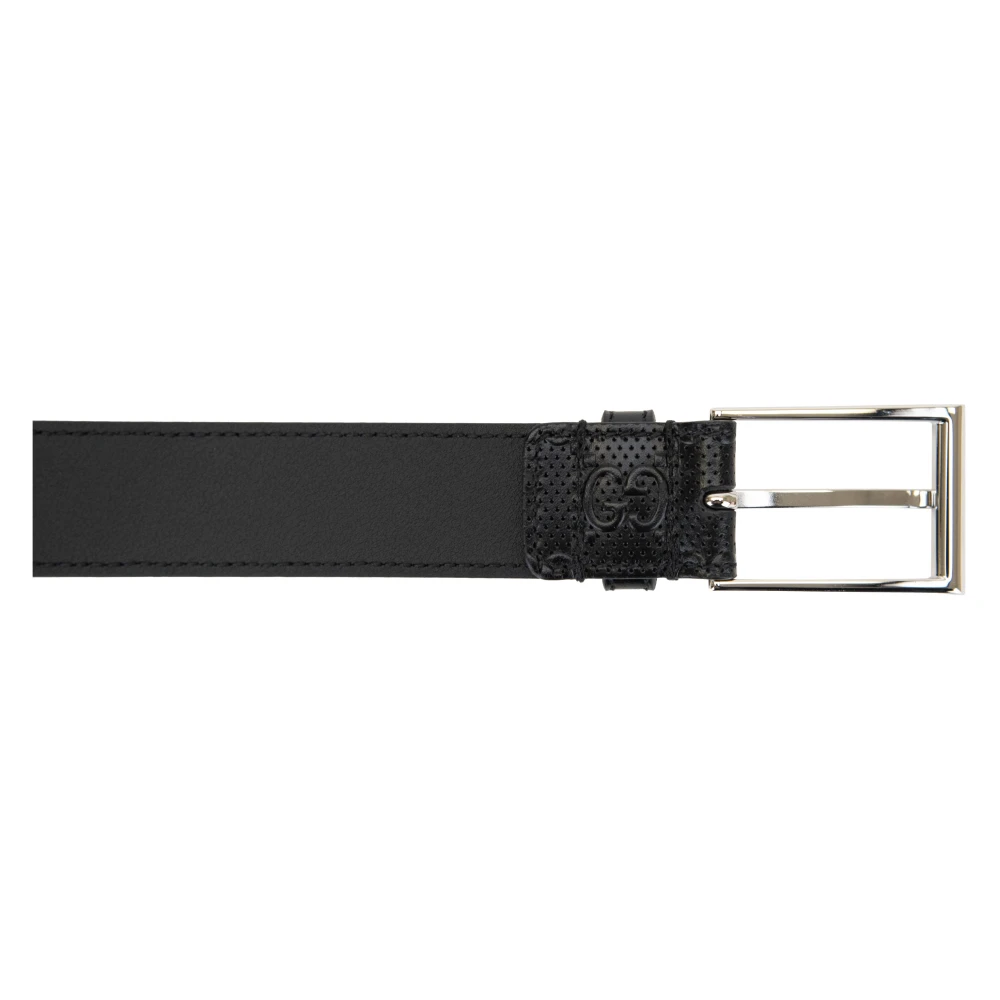 Gucci Geperforeerde leren riem met iconisch logo Black Heren