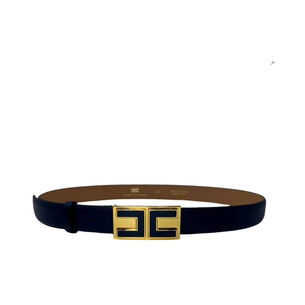 Elisabetta Franchi Navy Blauw Leren Riem Blue Dames