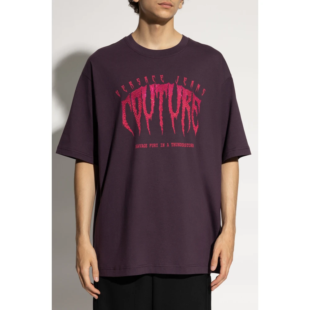 Versace Jeans Couture T-shirt met print Purple Heren