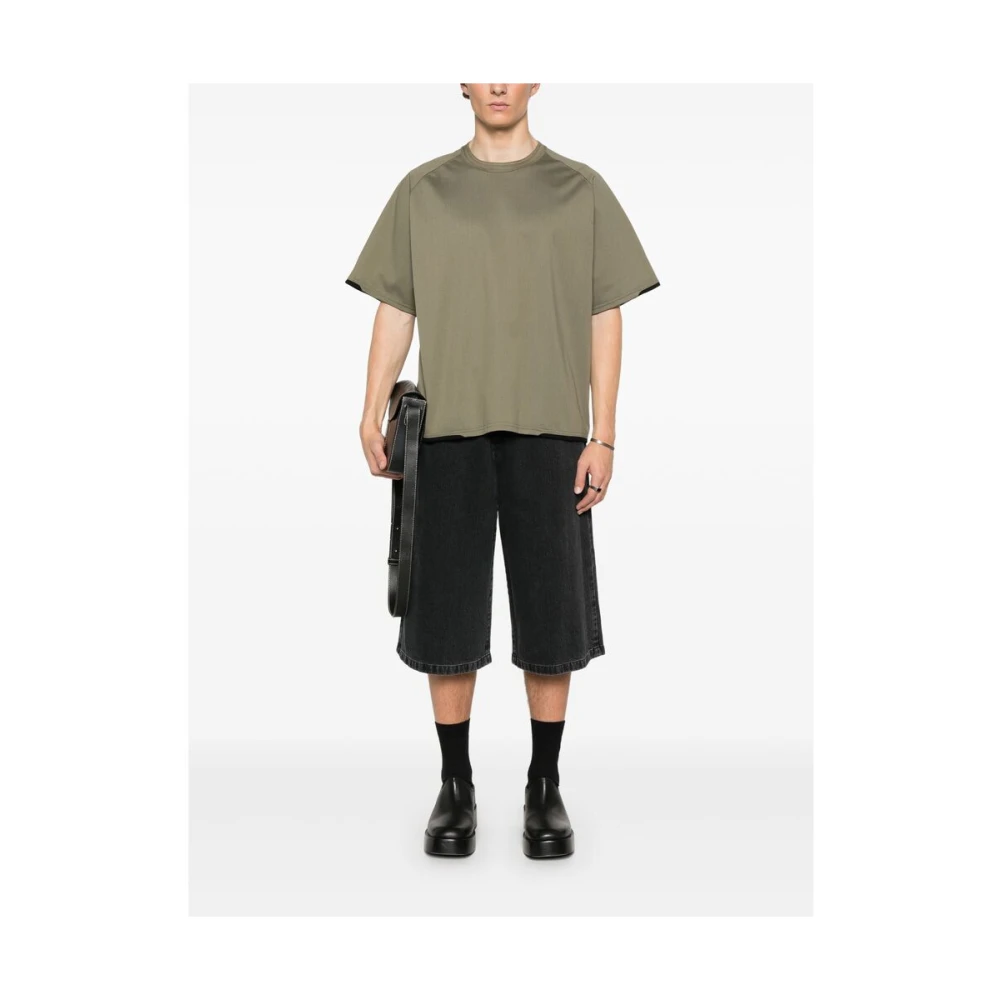 Sacai Olijfgroene Crew Neck T-shirt Green Heren