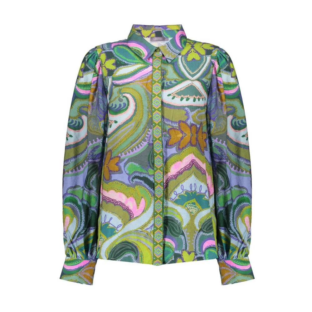 Geisha Elegante blouse met lange mouwen Green Dames
