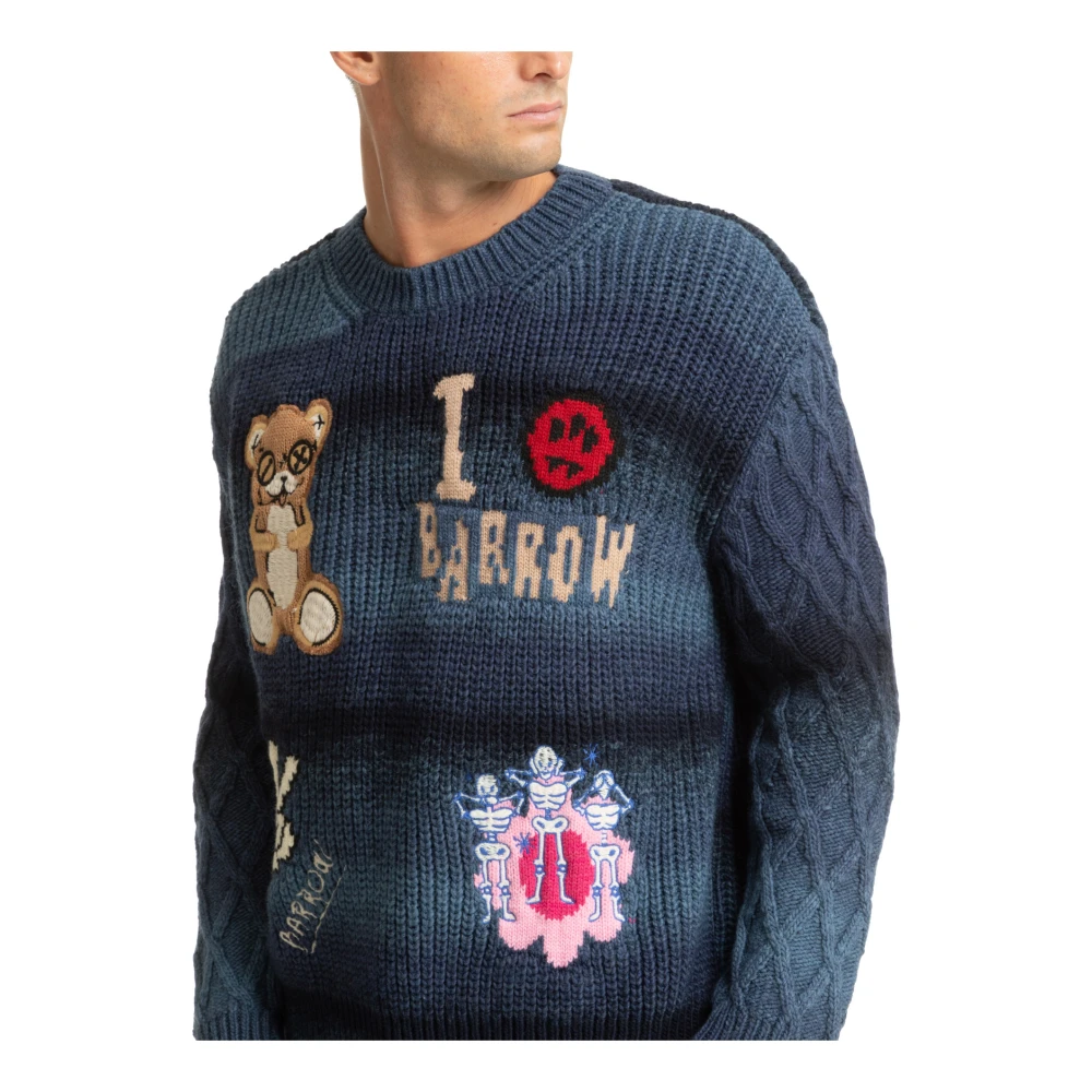 Barrow Abstracte Multicolor Trui met Logo Borduursels Blue Heren