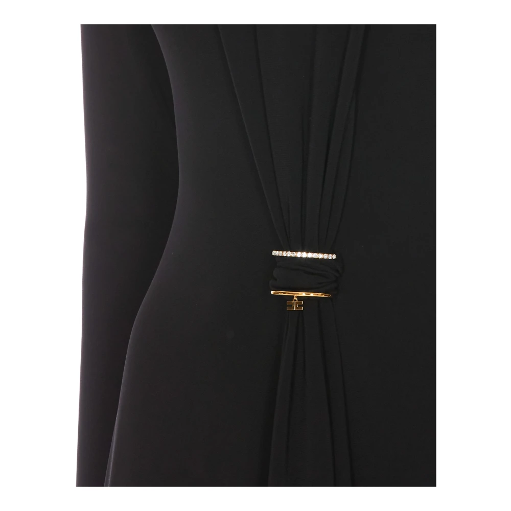 Elisabetta Franchi Zwarte jurk met versterkte schouders Black Dames