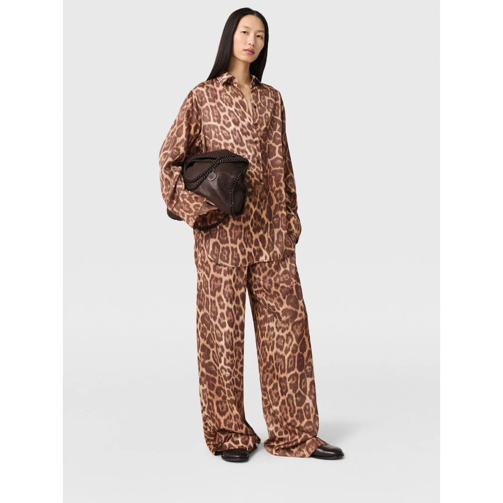 Stella Mccartney Bruine Elastische Trekkoordbroek met Logo Brown Dames