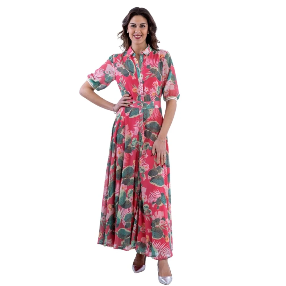 Fracomina Lange jurk met bloemmotief Fs24Sd3005W412N4 Multicolor Dames