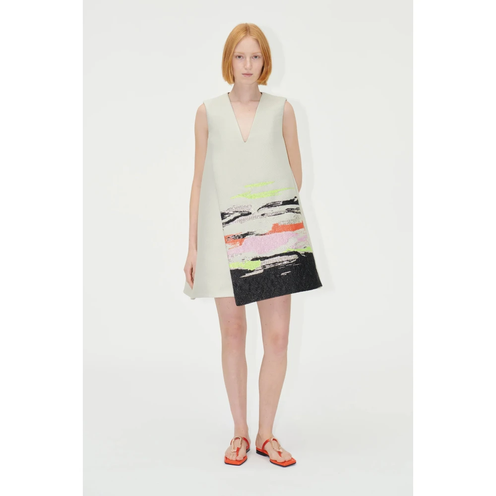 Stine Goya Mouwloze Mini-jurk met Metalen Patroon Gray Dames