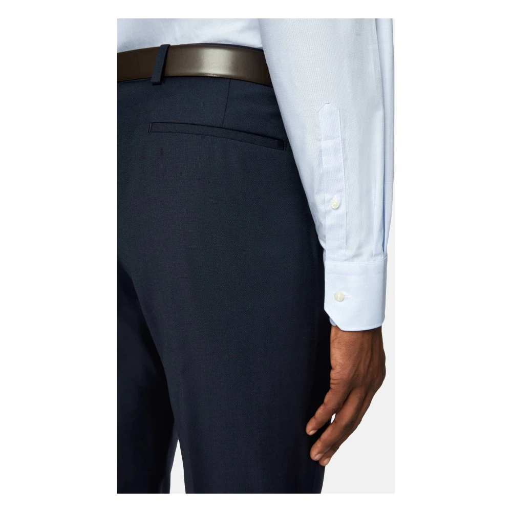Boggi Milano Slim Fit Katoen Dobby Overhemd Blue Heren
