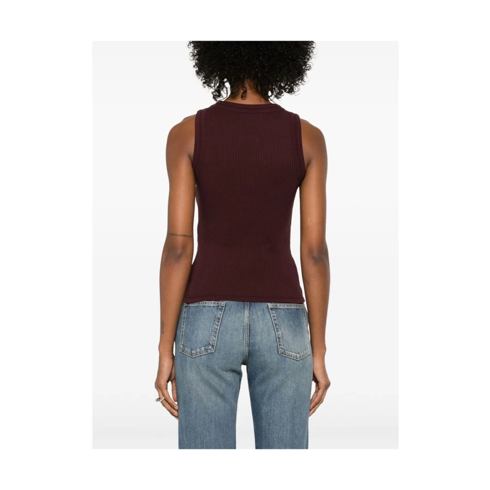 alexander mcqueen Burgundy Crew Neck Sleeveless Top Red Dames