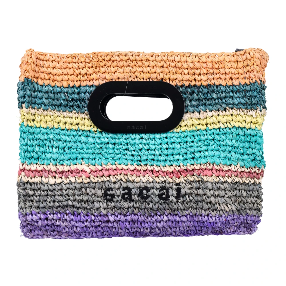 Sacai Multicolor Gestreepte Handtas met Gegraveerd Logo Multicolor Unisex