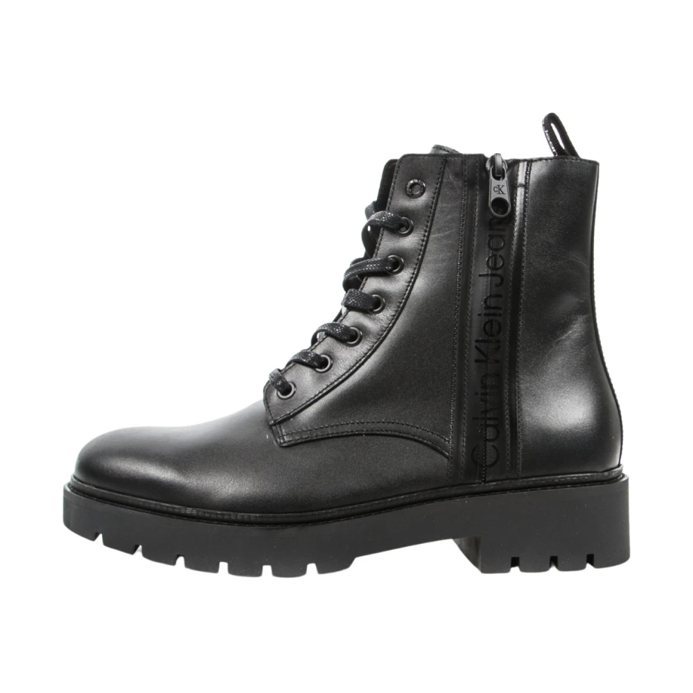 Calvin Klein Jeans Men's Black &S Combat Mid Laceup Boot W Zip