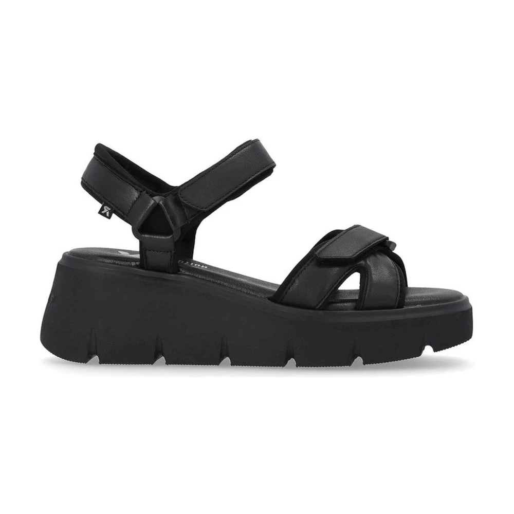 Rieker Bekväma platta sandaler Black, Dam