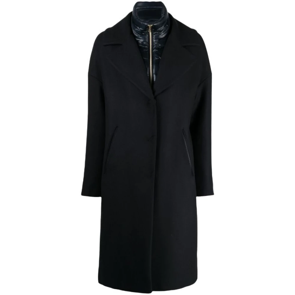 Herno Navy Lang Jas Blue Dames