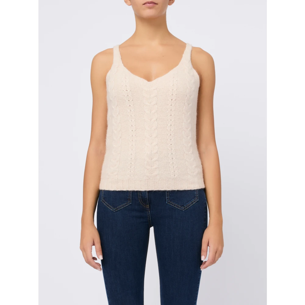 Kangra Beige Trui V-Hals Mouwloos Vrouwen Beige Dames
