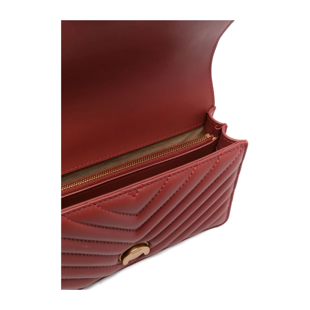 pinko Rode Chevron Gewatteerde Schoudertas Red Dames