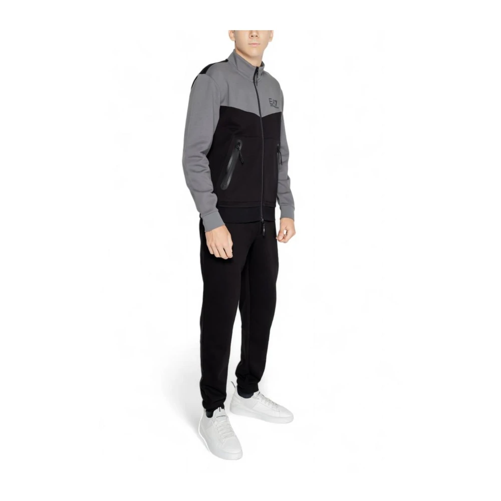 Emporio Armani EA7 Zwarte katoenen sweatsuit met comfortabele pasvorm Black Heren