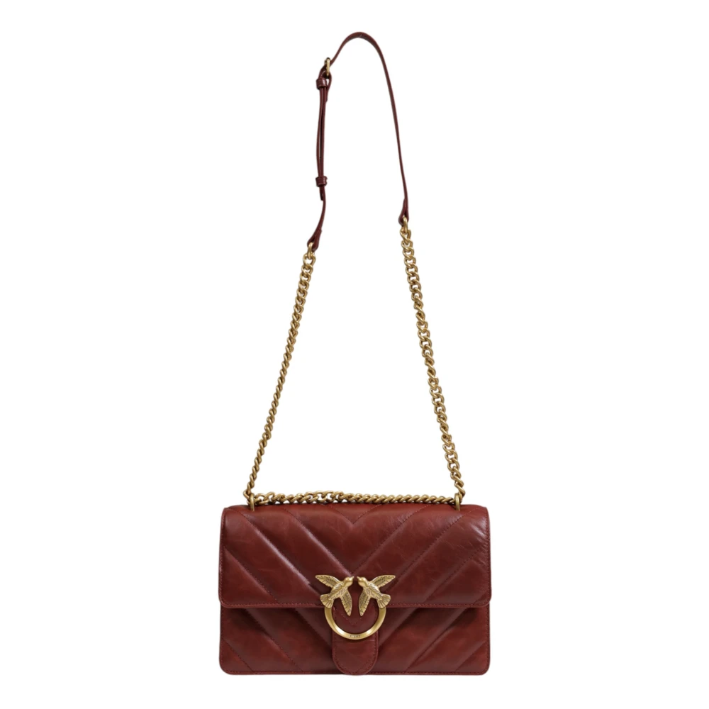 pinko Gewatteerde leren schoudertas Love Birds Red Dames