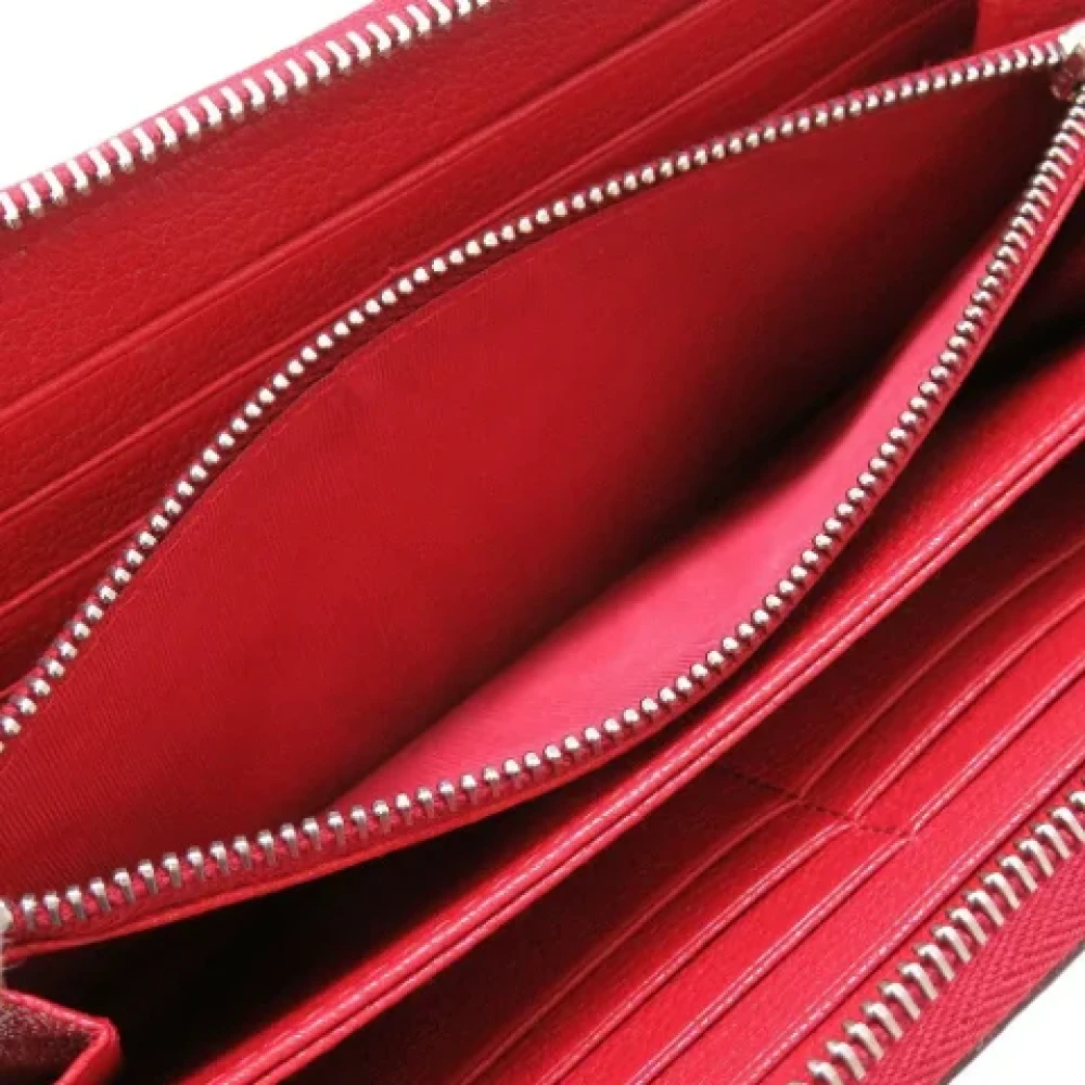 Miu Pre-owned Leather wallets Red Dames