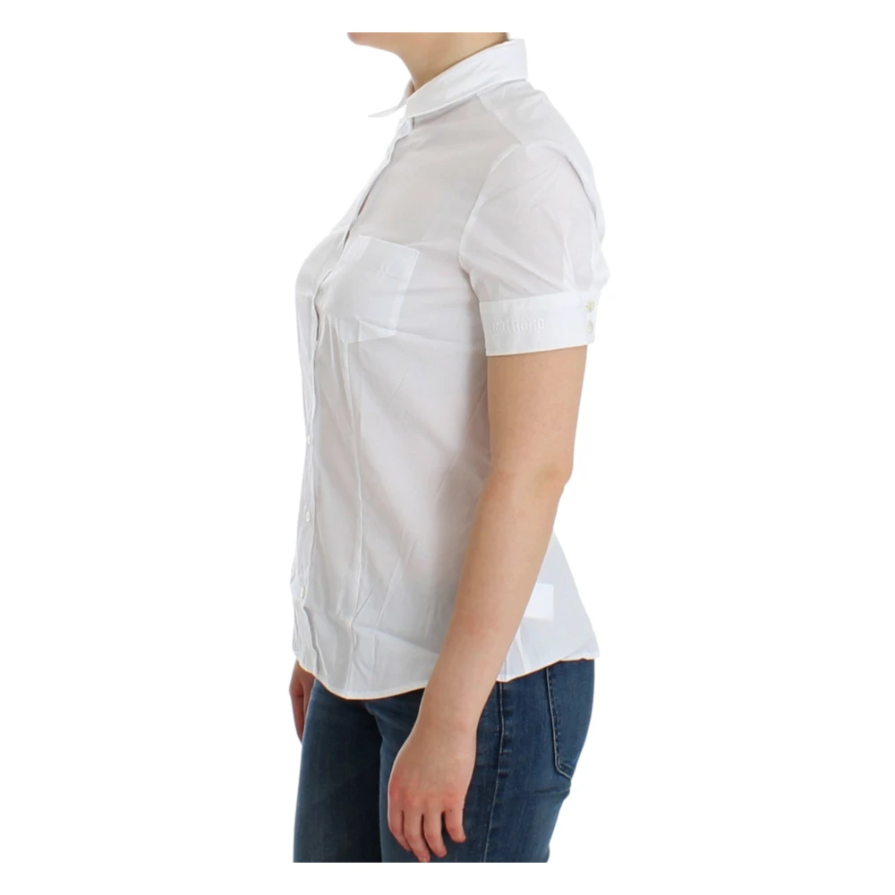 John Galliano Elegante witte blouse met korte mouwen White Dames