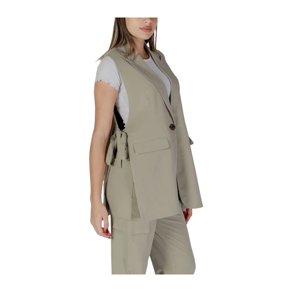 b.Young Groene Polyester Vest Damesjassen Green Dames