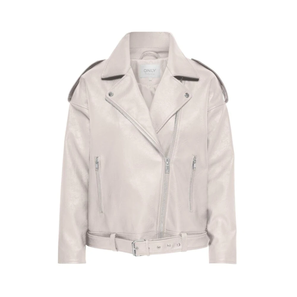 Only Women's Gray Moonbeam Biker Jacket With Zip Pockets - Light Jackets - Xs - Jackets