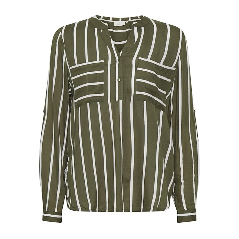 Kaffe Femme Vert Blouses Et Chemises, Taille: 42 Fr Chemisier Rayé Avec Poches Et Boutons