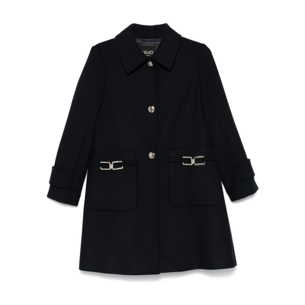 Liu Jo Blauwe Wollen Jas met Kettingdetail Blue Dames