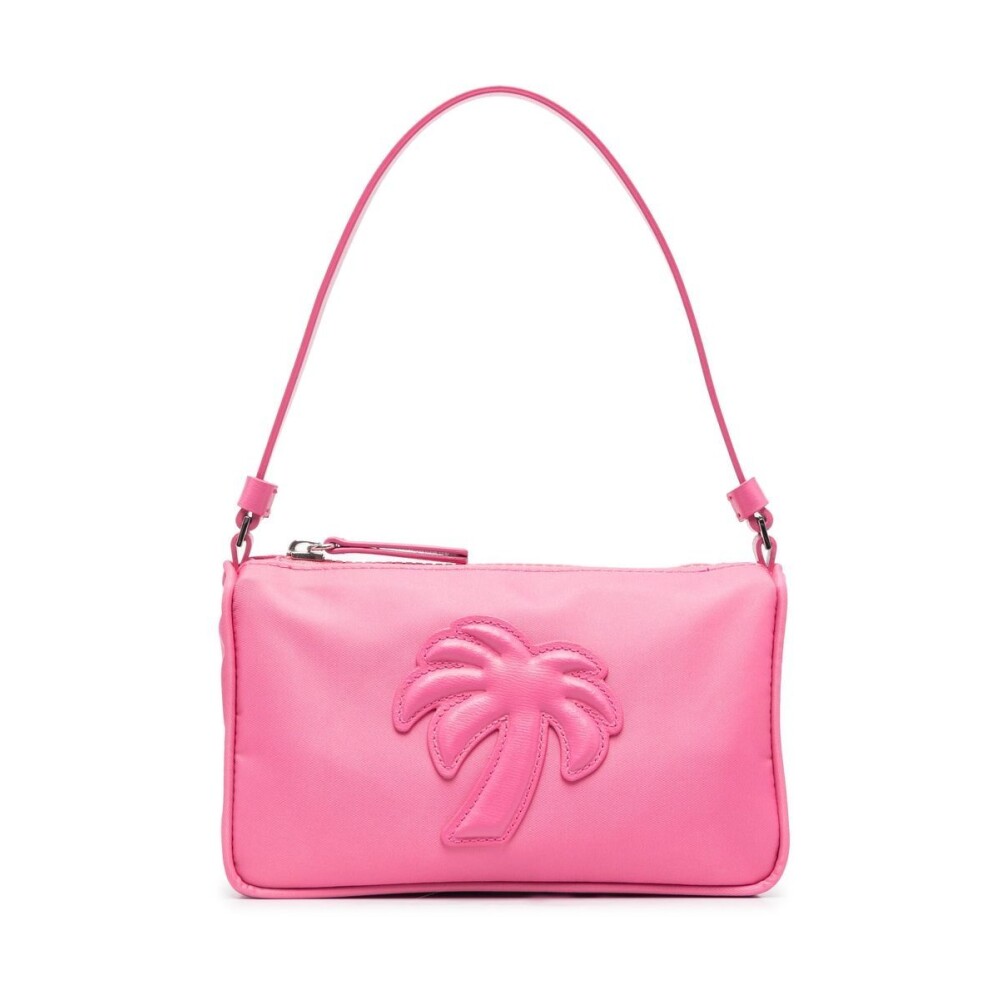 Roze Nylon Handtas met Leren Palm Tree Patch Palm Angels Heren