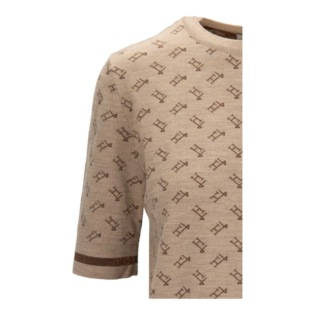 Herno Metallic Logo T-shirt Beige Dames